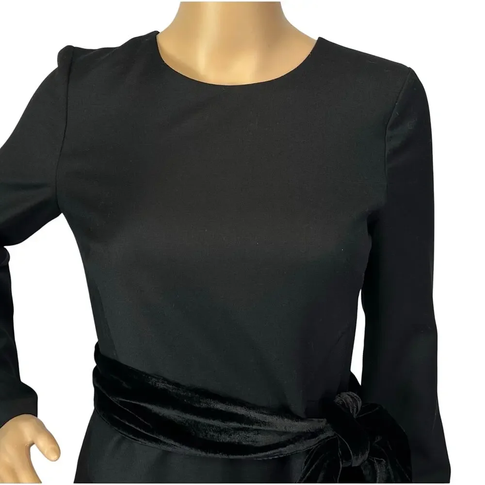 J. Crew Day To Night Velvet Bow Dress Black H3593 Size 0